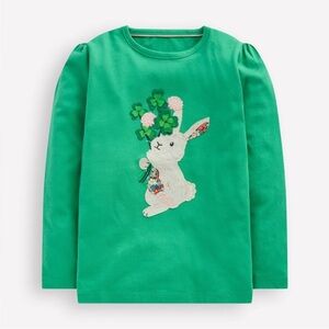 Mini Biden Aloe Green Bunny Appliqué Top 100% Cotton
